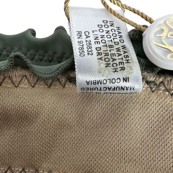 Luli Fama Cosita Buena XS Bikini Olive Cheeky Bottom Triangle Top - Picture 8 of 14